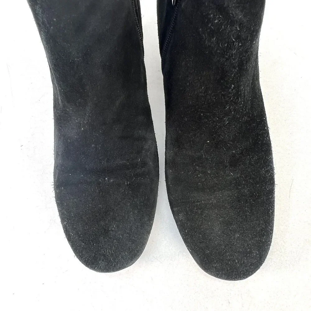 Aquatalia By Marvin K Boots Womens 9.5 Casual Zip Ankle Bootie Black Suede Heels